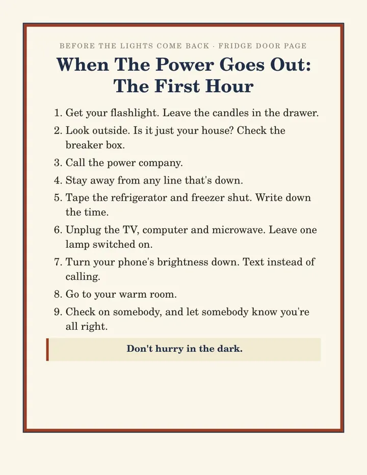 Page 126: Fridge Door page, When the Power Goes Out: The First Hour