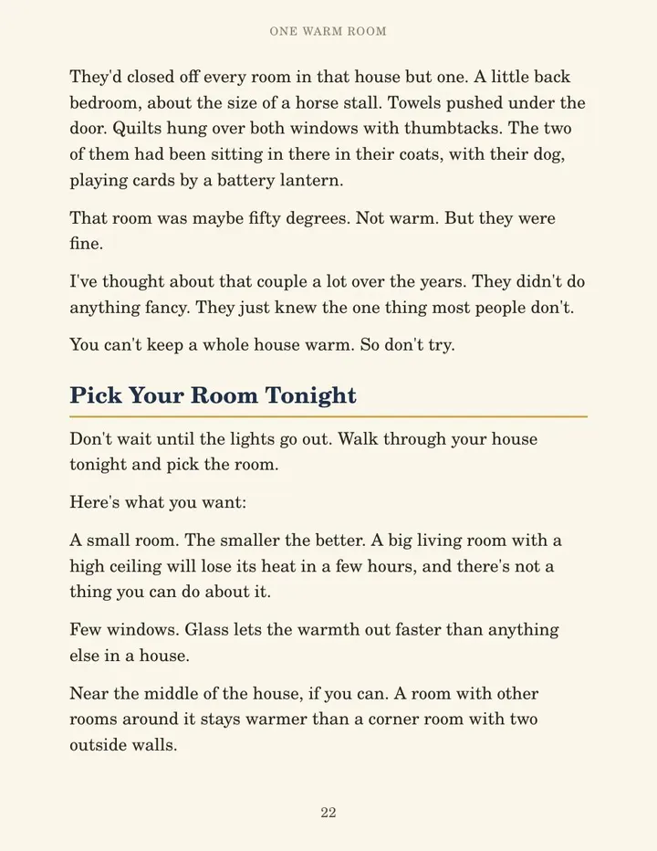 Page 22: One Warm Room, continued